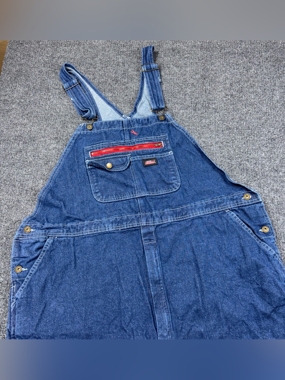 Dickies Denim Bibs Overalls Men 2XLR Blue Carpenter Workwear Work Blue Cotton